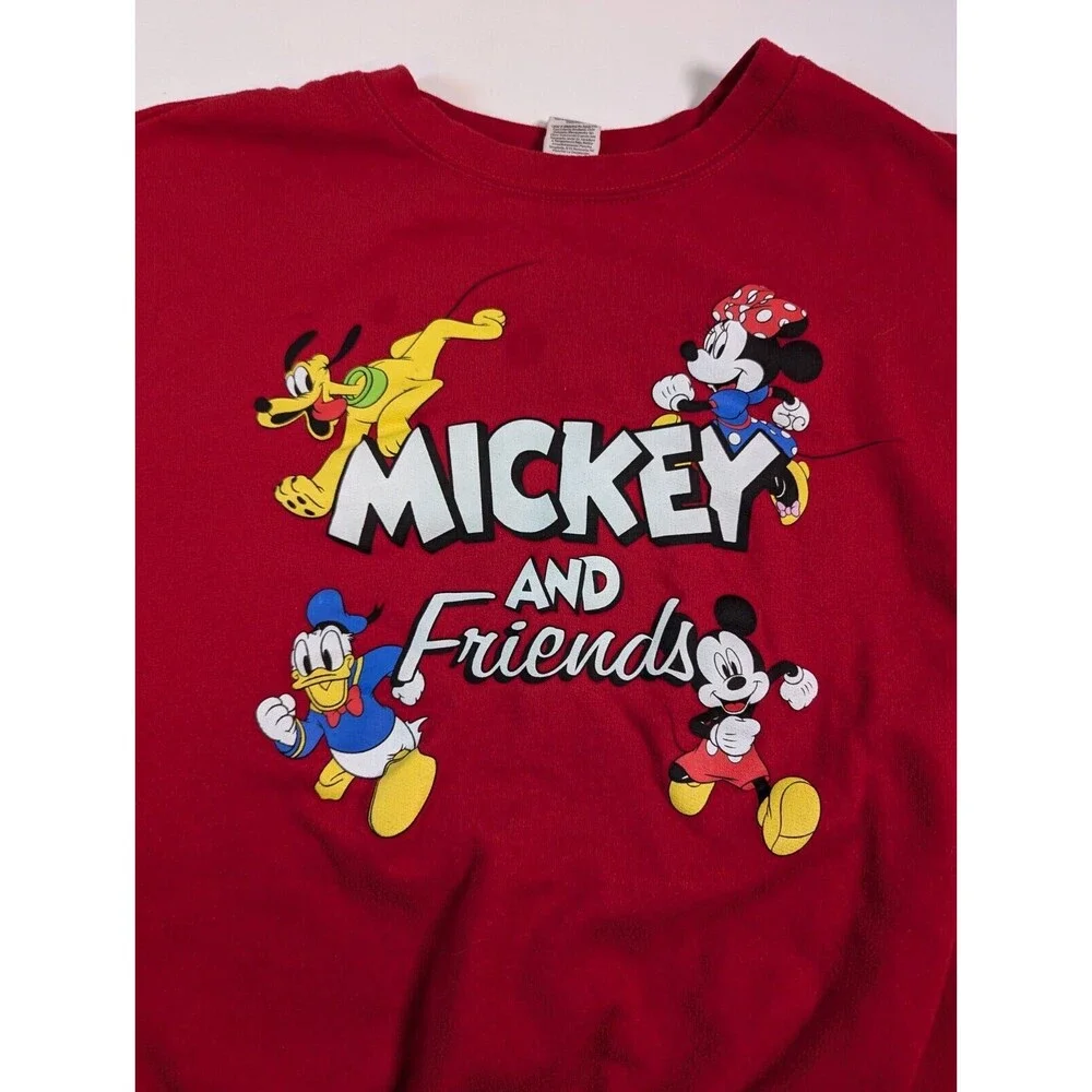 Disney Mickey and Friends Pullover Red sweater crew neck Large EUC